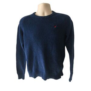 American Eagle Blue Athletic Fit Cotton Blend Knit Sweater with Elbow Pads Small